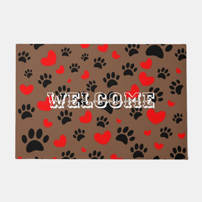 Paillasson Empreintes de pattes De Chien De Cartoon Random Et (Devant)