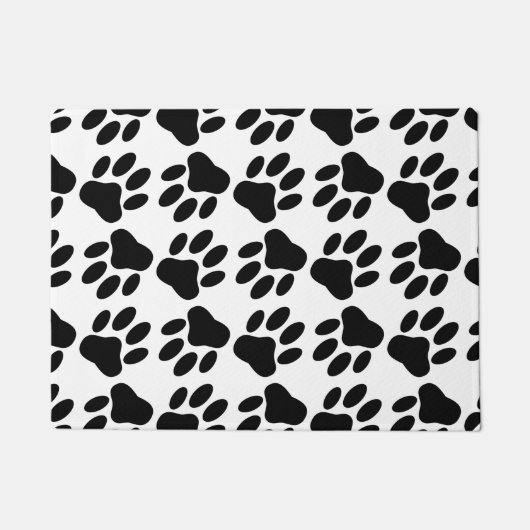 Paillasson Empreintes de pattes de chiens noirs partout (Devant)