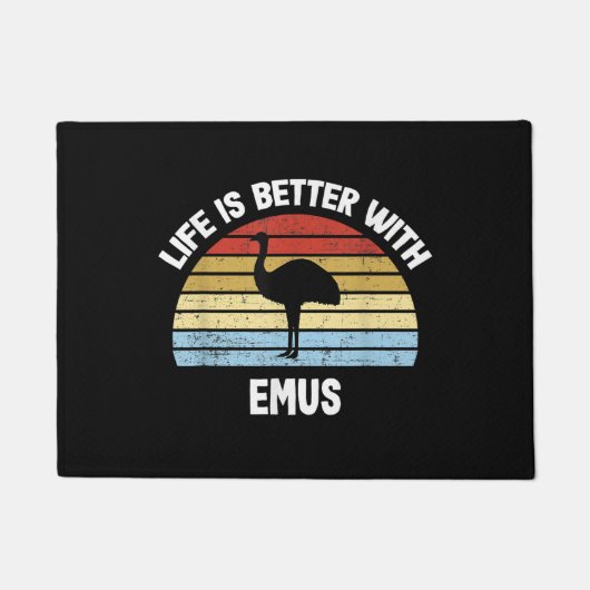 Paillasson Emu avec le texte allemand Das Leben ist besser (Devant)
