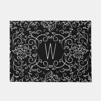 Paillasson En filigrane noir et blanc de craie de monogramme