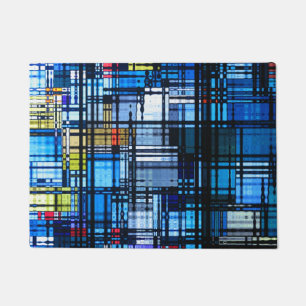 Paillasson En grande partie résumé moderne bleu