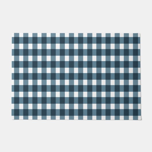 Paillasson en vichy Motif bleu Indigo (Devant)
