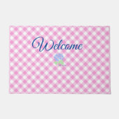 Paillasson En vichy rose bienvenue (Devant)