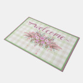 Paillasson En vichy verte de courge rose (Incliné)