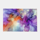 Paillasson Encre d'alcool orange et violet Abstraite (Devant)