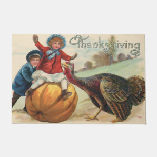 Paillasson Enfants de Thanksgiving vintage avec Citrouille, T