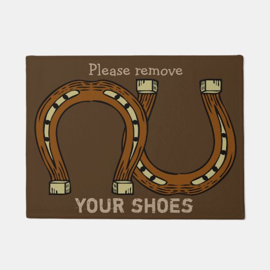 Paillasson "Enlevez svp vos chaussures" avec des fers à (Devant)