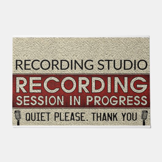 Paillasson Enregistrement Studio, Signe Silencieux S'Il Vous  (Devant)
