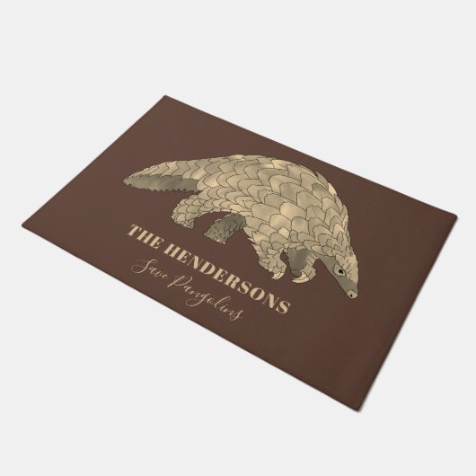 Paillasson Enregistrer les pangolins Brown personnalisé (Incliné)