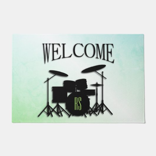 Paillasson Ensemble de tambour monogramme vert (Devant)