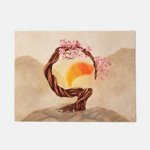 Paillasson Enso Zen Blossoming Sakura Bonsai