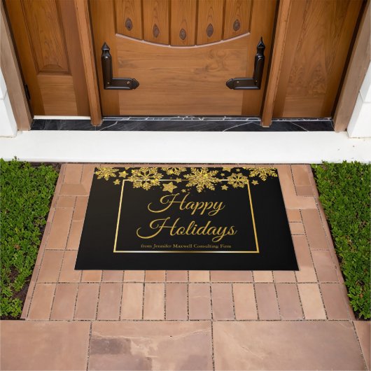 Paillasson Entreprise Joyeuses Vacances Chic Black Gold (De plein air)