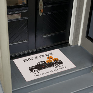 Paillasson Entrez si vous osez Éffrayant Halloween Nom de fam