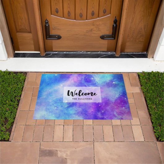 Paillasson Espace Galaxy violet et bleu Accueil Abstrait (De plein air)