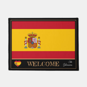 Paillasson Espagne et Espagne Drapeau mat / sports Bienvenue