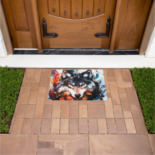 Paillasson Esprit de loup sauvage abstrait