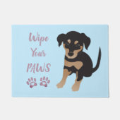 Paillasson Essuyez vos pattes mignonne Chiot bleu pourpre (Devant)