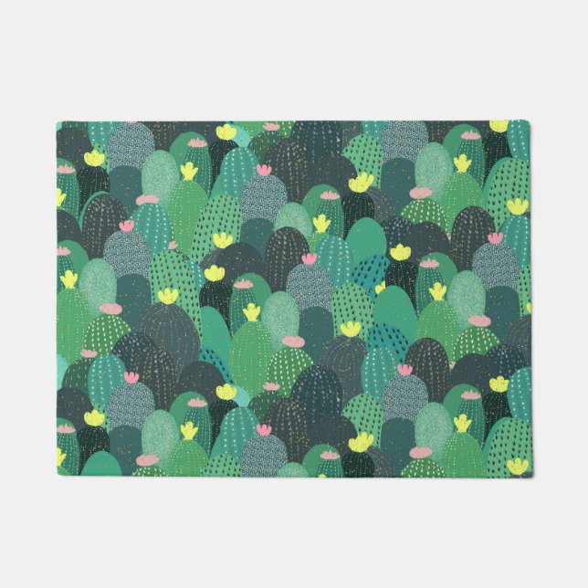 Paillasson Été Vert Turquoise Cactus Gold points Design migno (Devant)