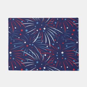 Paillasson Étoiles bleues blanches rouges de feux d'artifice