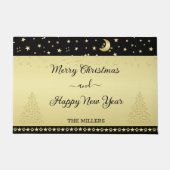 Paillasson Etoiles de Noël brillantes or, pattes sur or et no (Devant)