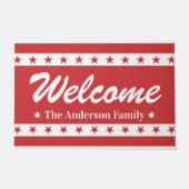 Paillasson Étoiles patriotiques rouges et blanches Nom person (Devant)