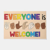 Paillasson Everyone Is Welcome Hand Sign Language Doormat (Devant)