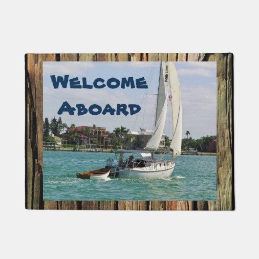 Paillasson Faites votre propre bateau sur mesure Rustic Bois (Devant)
