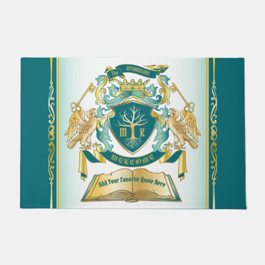 Paillasson Faites votre propre Emblem Tree Livre clé Couronne (Devant)