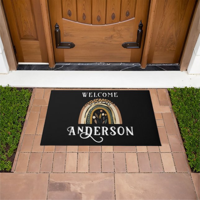 Paillasson Fall Rainbow Nom de famille Welcome Mat (De plein air)