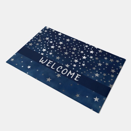 Paillasson Falling Silver Stars Celestial Personnalisé (Incliné)