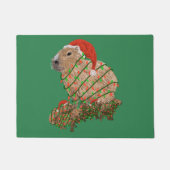 Paillasson Famille Capybara de Noël enrobée de lumières (Devant)