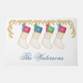 Paillasson Famille de 4 - Monogrammes aquarelle (Devant)