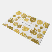 Paillasson Famille Feuille Tropicale Monstera d'or moderne (Incliné)