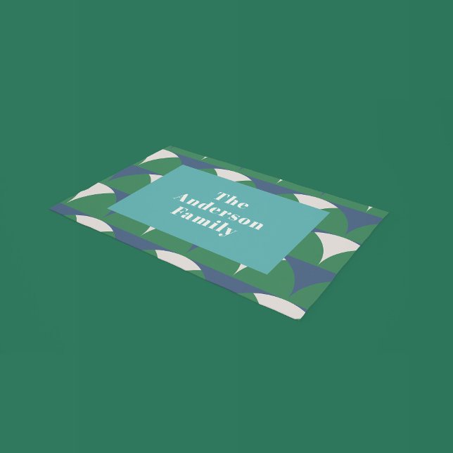 Paillasson Famille moderne vert bleu vert rétro (Créateur téléchargé)
