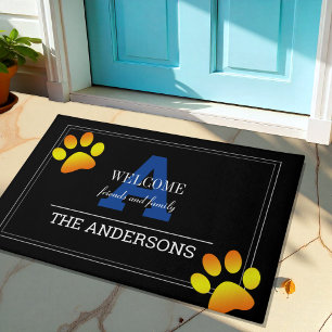 Paillasson Famille Monogramme Noir / Bleu Personnalisé / Paqu