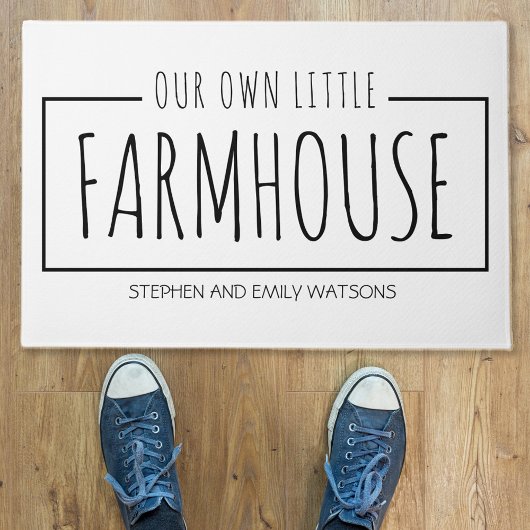 Paillasson Family Farmhouse Typographie noir et blanc