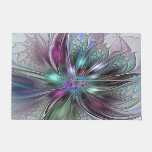 Paillasson Fantaisie Abstraite Moderne Fleur Fractale Colorée