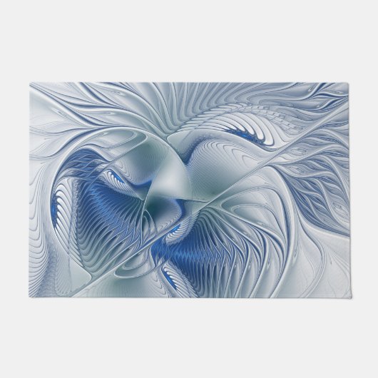 Paillasson Fantaisie dynamique Abstrait Tons bleus Art fracta (Devant)