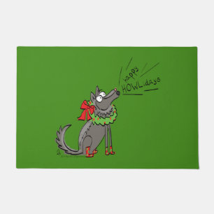 Paillasson Fantaisie Loup Noël Joyeux Howlidays Holiday