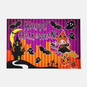 Paillasson Fantôme De Sorcière D'Halloween Et chauves-souris