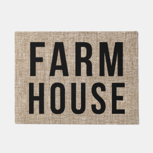 Paillasson FARMHOUSE lettrage noir Sacking Burlap rustique