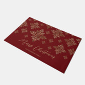 Paillasson Faux Golden Foil Snowflakes Sur Rouge (Pas Vrai Fo (Incliné)