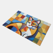 Paillasson Feline Abstraite Beauté Calico Cat Cubist (Incliné)