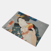 Paillasson Femme jouant avec chat Vintage japonais imprimé (Incliné)