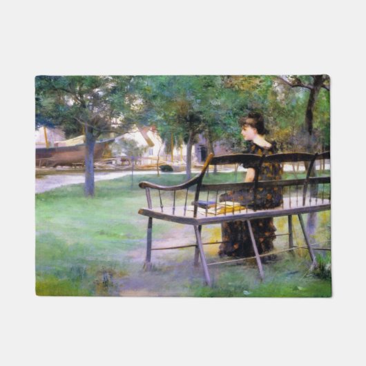 Paillasson Femme sur un banc (par Edwin Austin Abbey) (Devant)