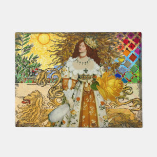 Paillasson Femme Vintage Soleil Doré : Art Collage Zodiaque L
