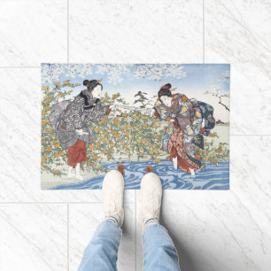 Paillasson Femmes de l'époque d'Edo, estampe ukiyo-e, rivière