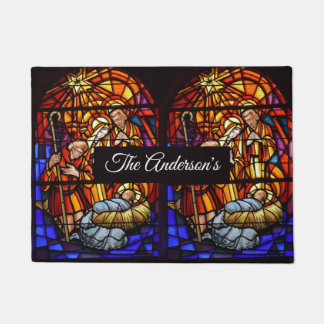 Paillasson Fenêtre en verre tendu Nativité Noël