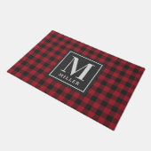 Paillasson Ferme Black Red Buffalo Plaid Custom Monogramme (Incliné)