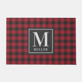 Paillasson Ferme Black Red Buffalo Plaid Custom Monogramme (Devant)